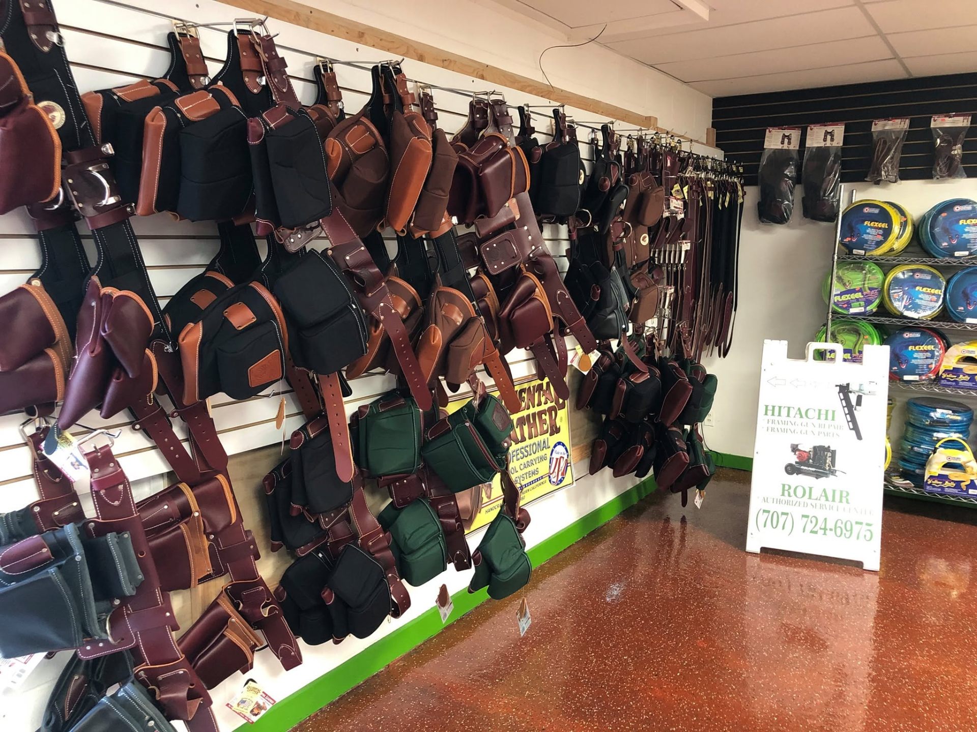 Occidental Leather tool belts and bags on display